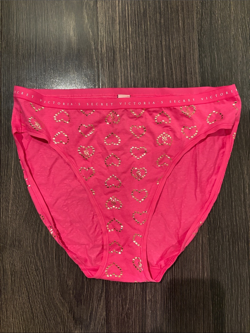NWT Victoria’s Secret high leg brief pink with foiled hearts